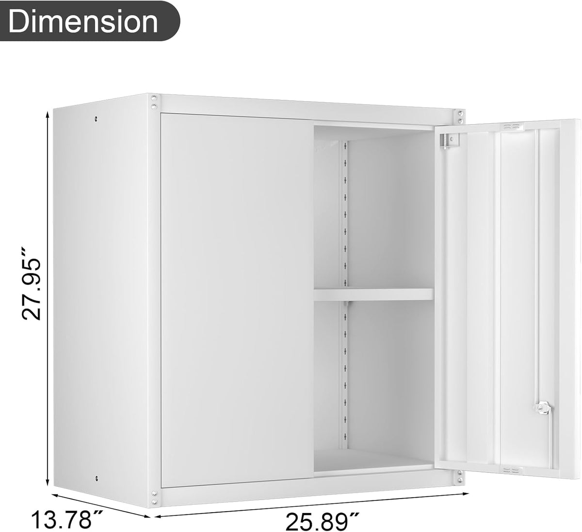 Wall Cabinet,Metal Storage Cabinet with 2 Doors,Locking Wall Cabinets for Office,Home,White