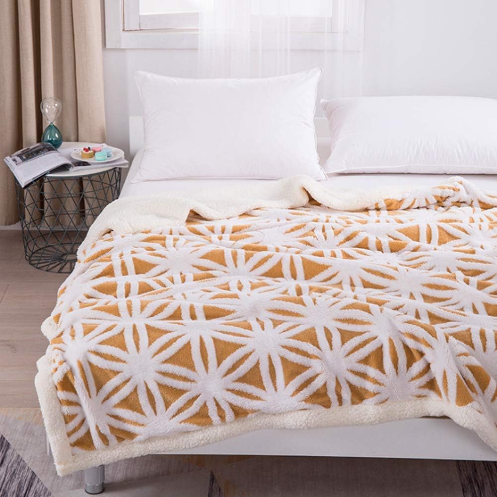 UKELER Yellow Sherpa Fleece Blanket Ultra Plush Lightweight Throw Blankets Cozy Soft Luxury Blanket