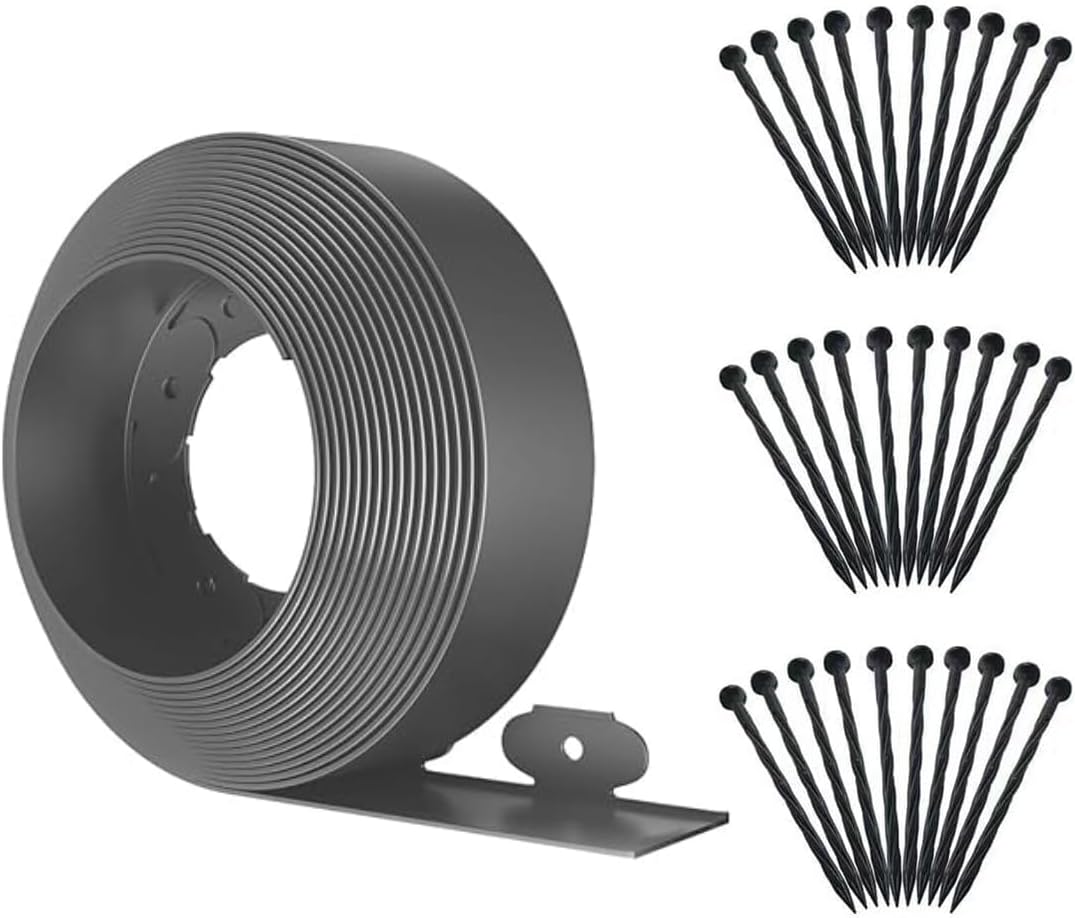 Landscape Edging,33ft x 4inch Tall Plastic Garden Edging Border with 30 Spikes,Lawn Edging for