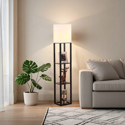 HomeFocus - Floor Lamp with Shelves,Shelf Floor Lamp with LED Bulb,Bookshelf Corner Display Lamp