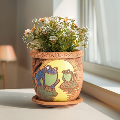 Ceramic Pot with Drainage Hole and Saucer, Plant Pots, Modern Decorative Planters for House Plants