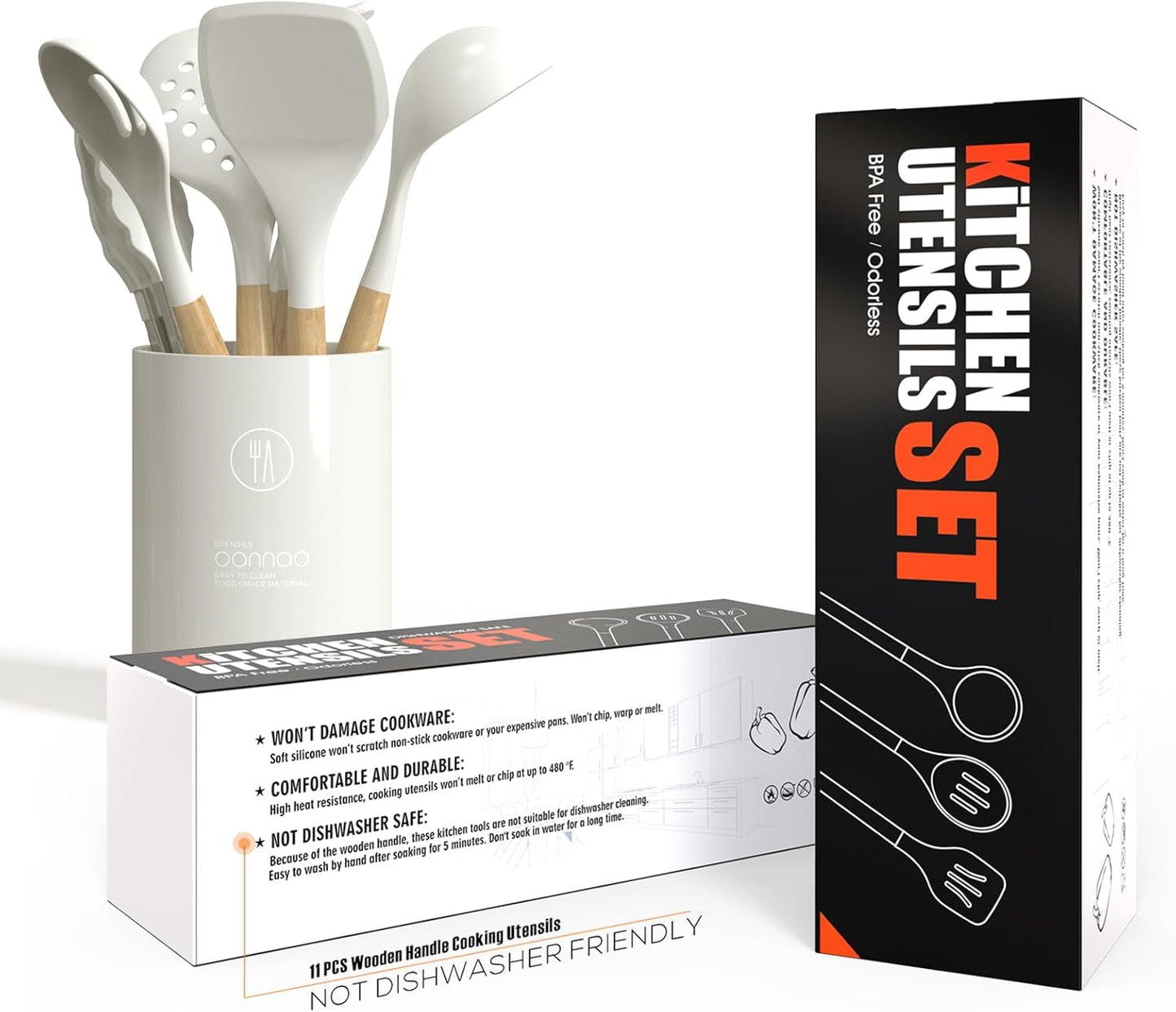 Silicone Cooking Utensils Set - 446°F Heat Resistant Silicone Kitchen Utensils for Cooking,Kitchen