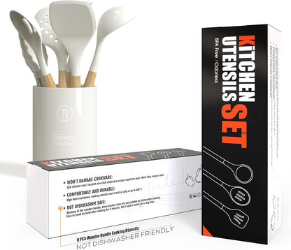 Silicone Cooking Utensils Set - 446°F Heat Resistant Silicone Kitchen Utensils for Cooking,Kitchen