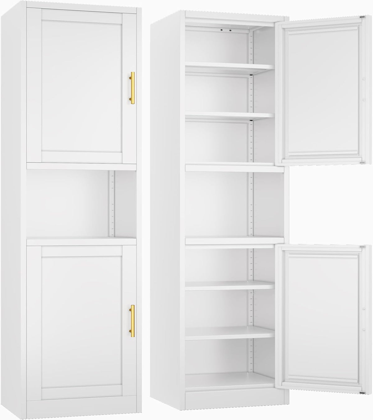 Tall Narrow Storage Cabinet 66.93" H Tall Bathroom Cabinet Metal Pantry Cabinets, 4 Adjustable