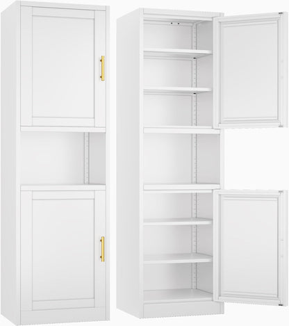 Tall Narrow Storage Cabinet 66.93" H Tall Bathroom Cabinet Metal Pantry Cabinets, 4 Adjustable