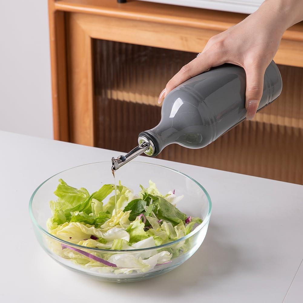 Sweejar Ceramic Olive Oil Dispenser Bottle, Opaque Oil Cruet Protects Oil to Reduce Oxidation