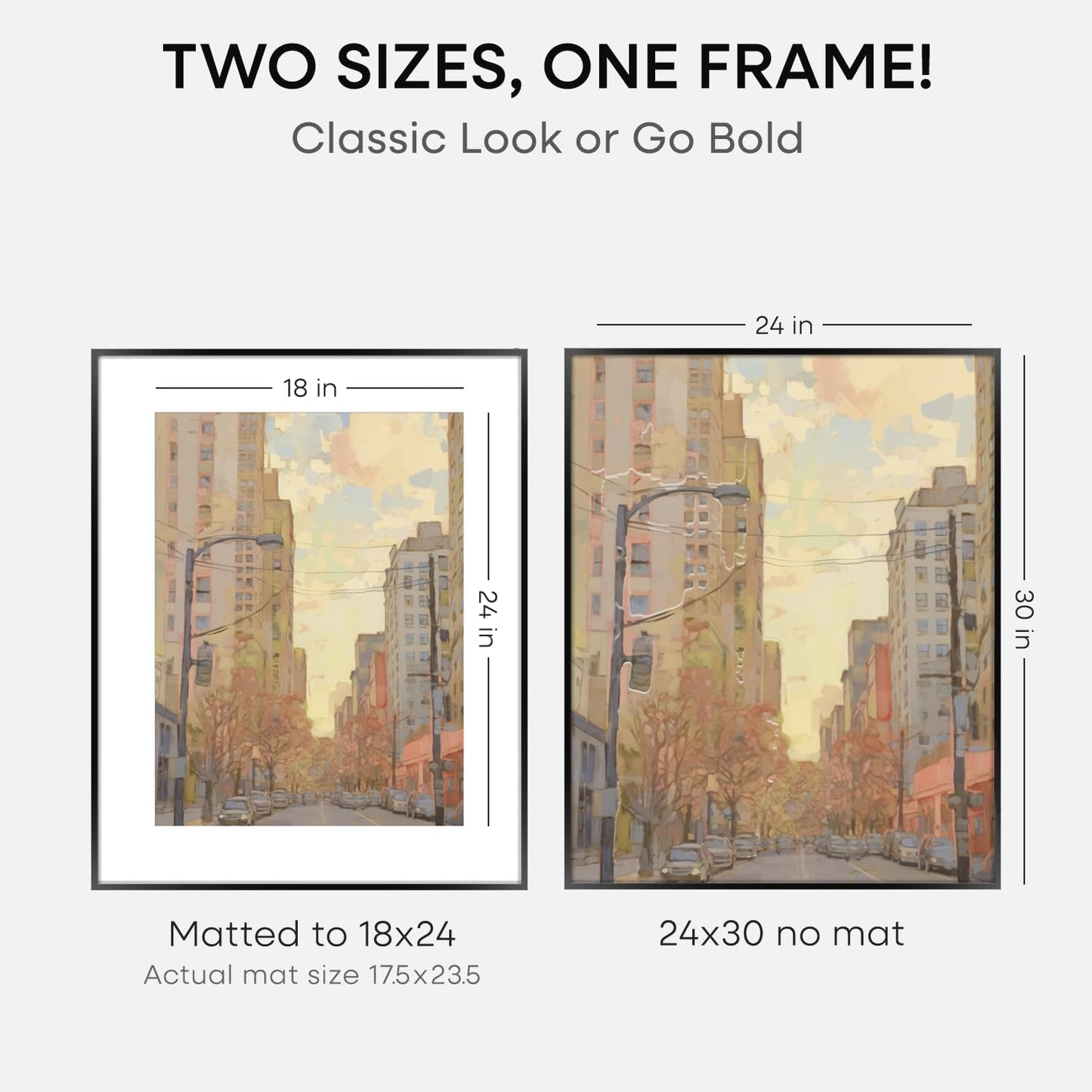 Homeforia 24x30 Poster Frame Black, High End Metal 24 x 30 Picture Frames with Mat 18 by 24 inches
