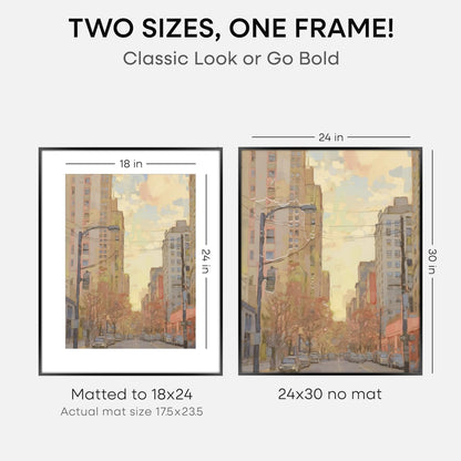 Homeforia 24x30 Poster Frame Black, High End Metal 24 x 30 Picture Frames with Mat 18 by 24 inches