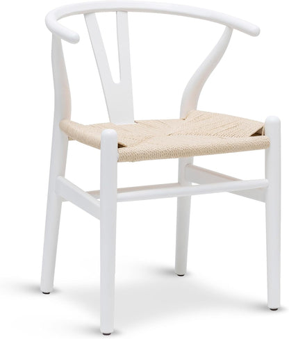 POLY & BARK Weave Dining Chair – Mid-Century Modern Wishbone Dining Chair with Arms, Solid Wood