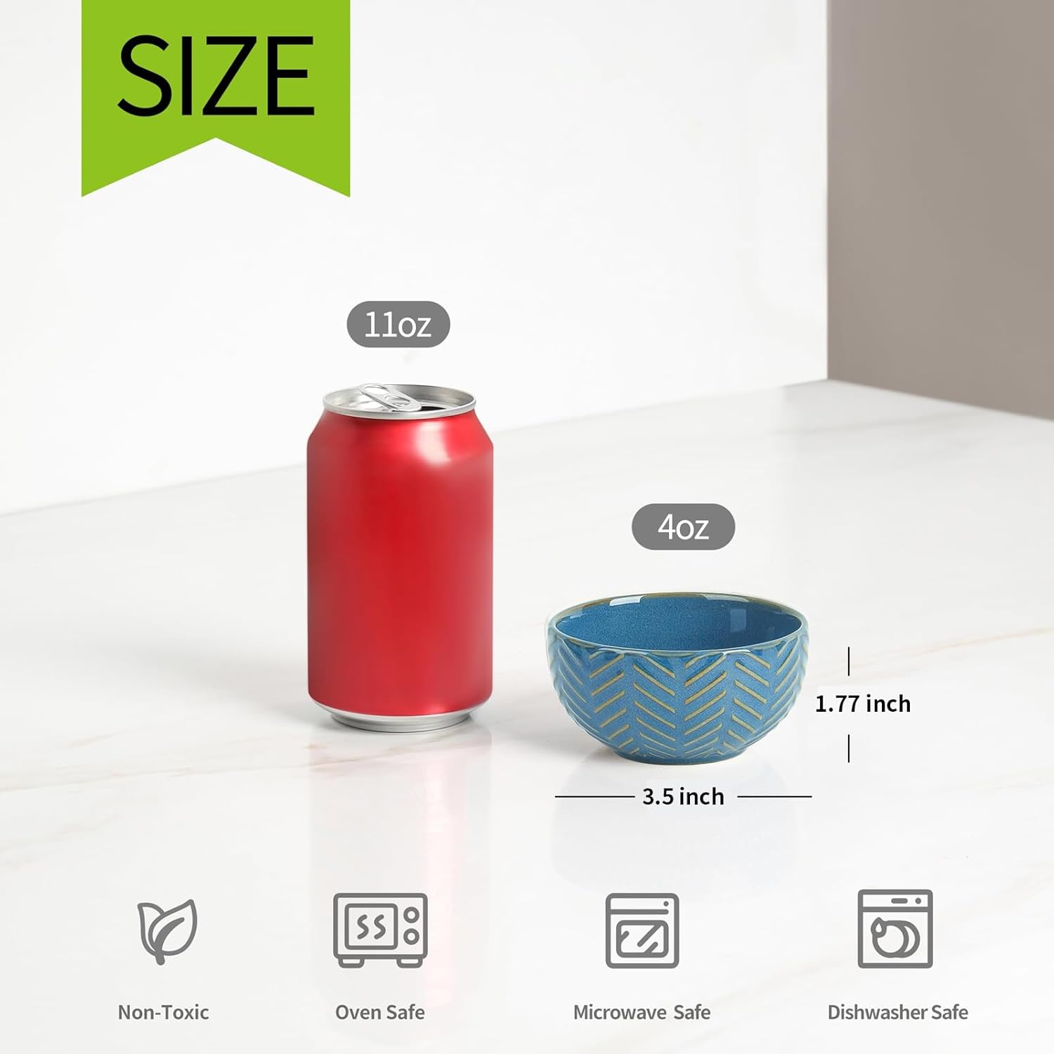Sureasy Mini Ceramic Dipping Bowls – 4 oz, 3.5 Inch Small Bowls for Sauces & Side Dishes, Microwave