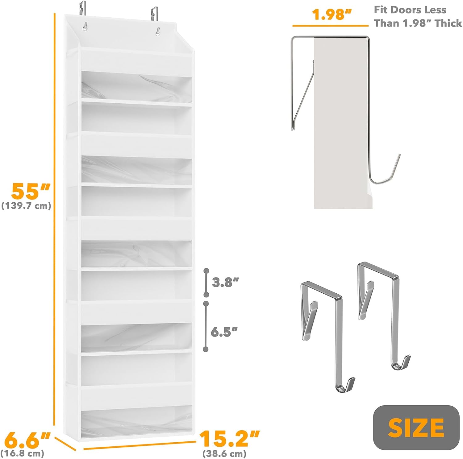 SpaceAid 1 Pack Over The Door Organizer with 5 Large Pockets and 10 Mesh Side Pockets, 5 Layers