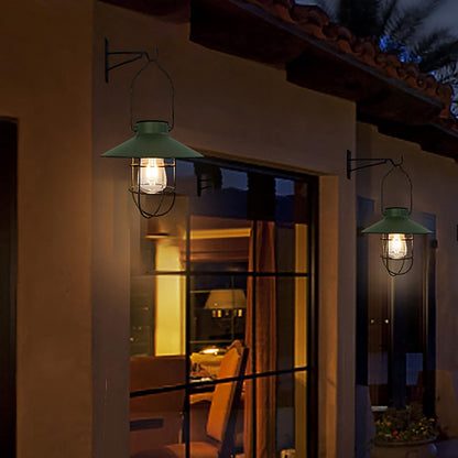 pearlstar Solar Lantern Outdoor Hanging Light Metal Farmhouse Solar Lamp with Warm White Edison