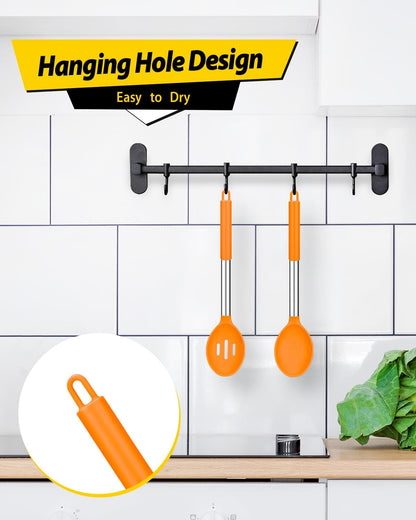 Pack of 2 Large Silicone Cooking Spoons,Non Stick Solid Basting Spoon,Heat-Resistant Kitchen