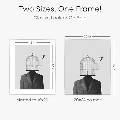 Homeforia 20x24 Picture Silver Frame, High End Metal 20 x 24 Poster Frames with Mat 16 by 20 for