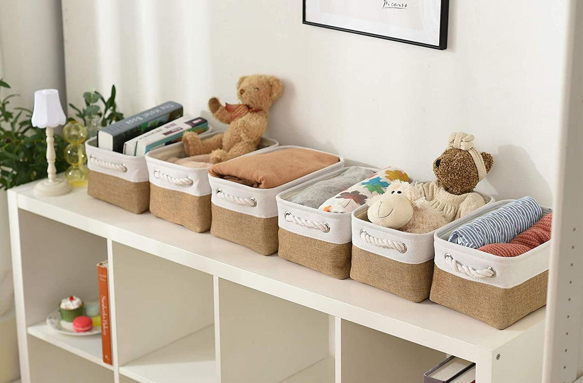 Small Baskets for Organizing, [6 PCS] Collapsible Storage Baskets for Shelves, Storage Bins Boxes