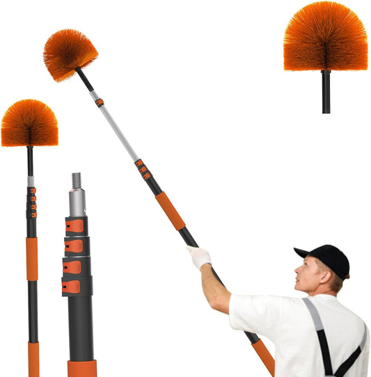 30FT (36FT Reach) Cobweb Duster with Extension Pole, Spider Web Brush for Cleaning Extendable