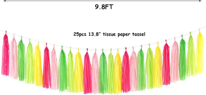 Hawaiian-Themed Pool Party-Decorations Tassel Garland - 25pcs Tropical Jungle Aloha Birthday