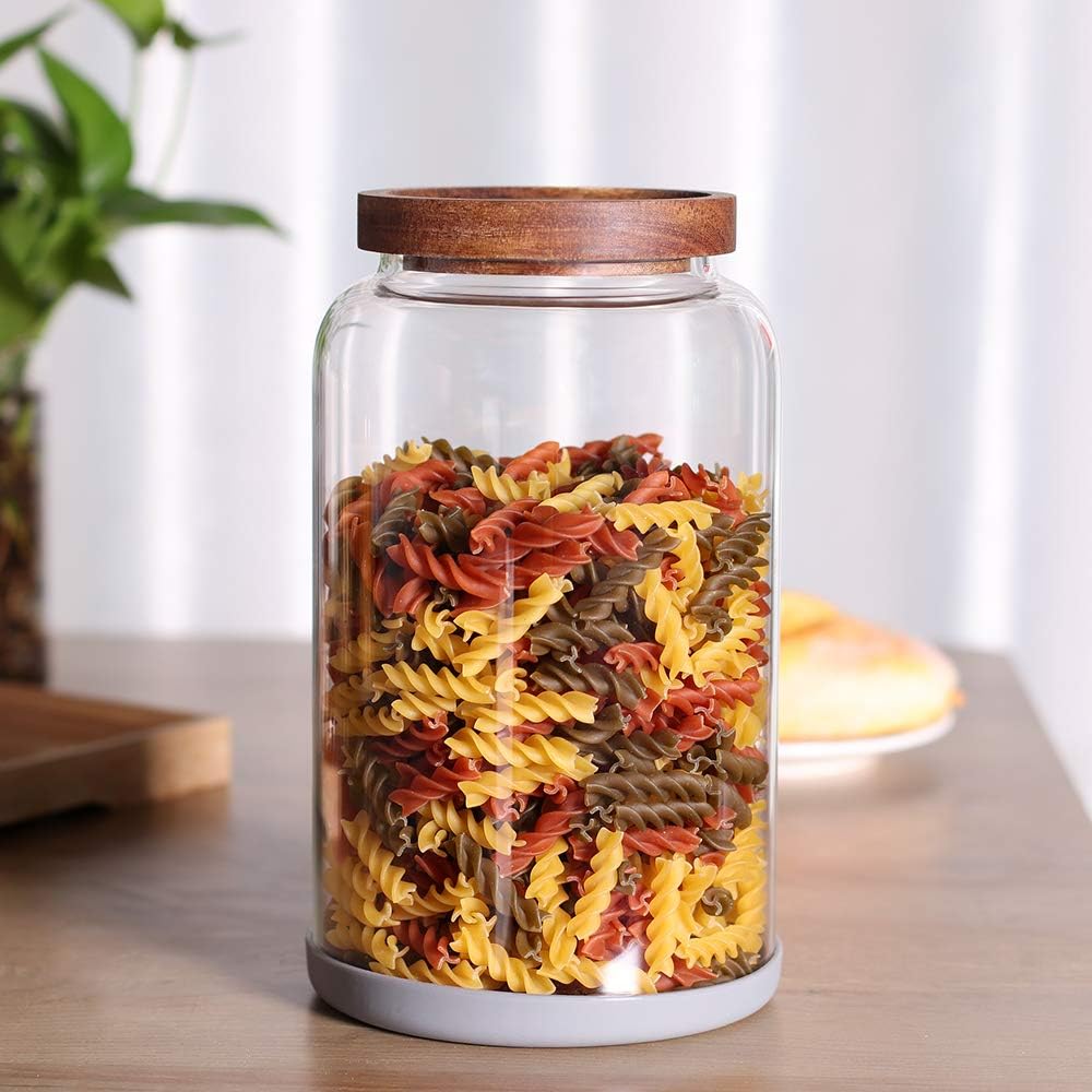 Large Glass Jar with Airtight Lid Set of 2 93 FL OZ(2750ml) glass canister set, Glass Food