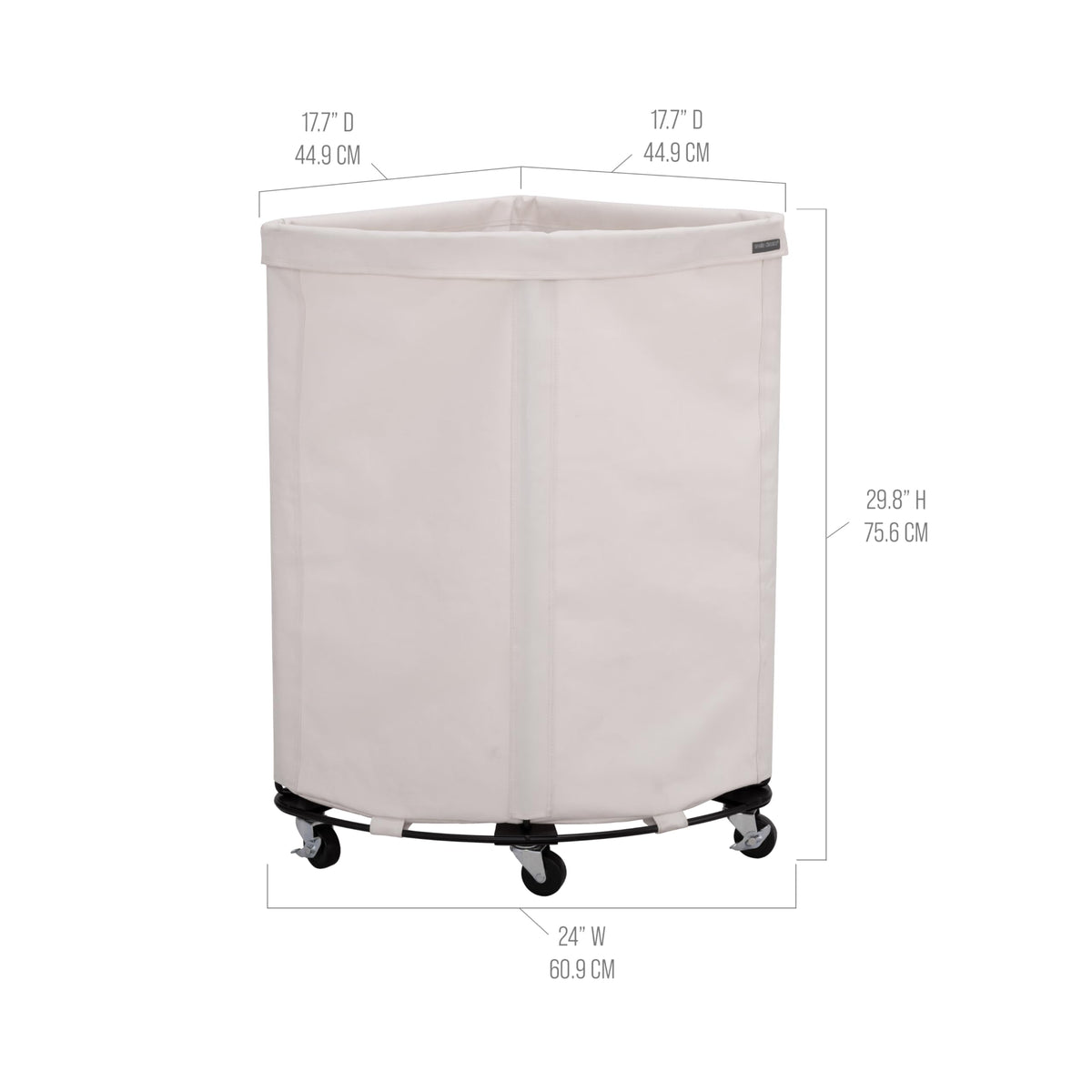 Corner Heavy-Duty Canvas Hamper w/Wheels, 24"W x 17.7"D, Natural White