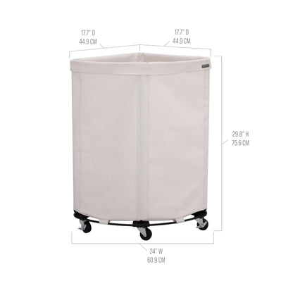 Corner Heavy-Duty Canvas Hamper w/Wheels, 24"W x 17.7"D, Natural White