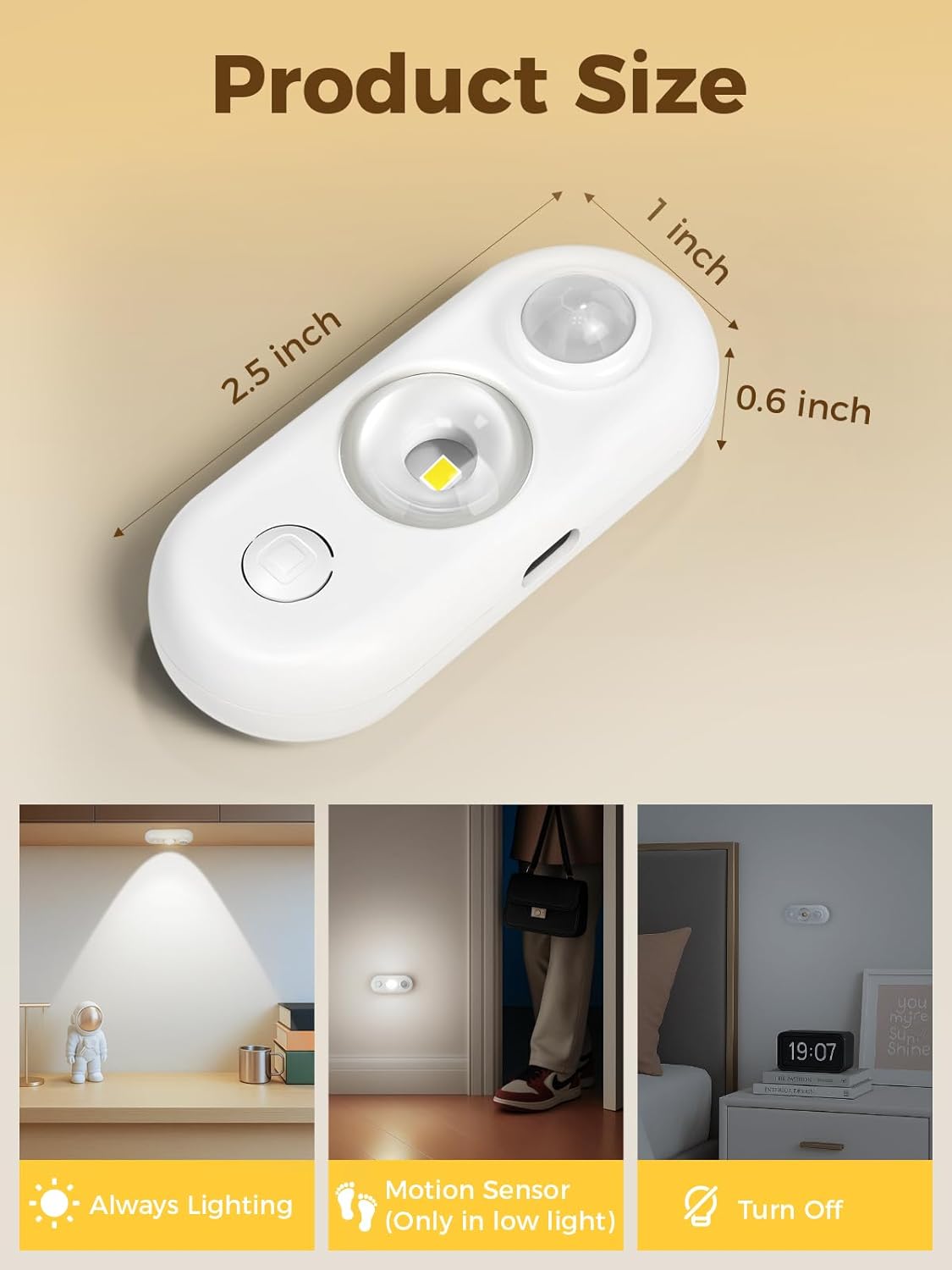 LED Motion Sensor Puck Lights, Under Cabinet Lighting, Indoor Rechargeable Wireless Cabinet Light