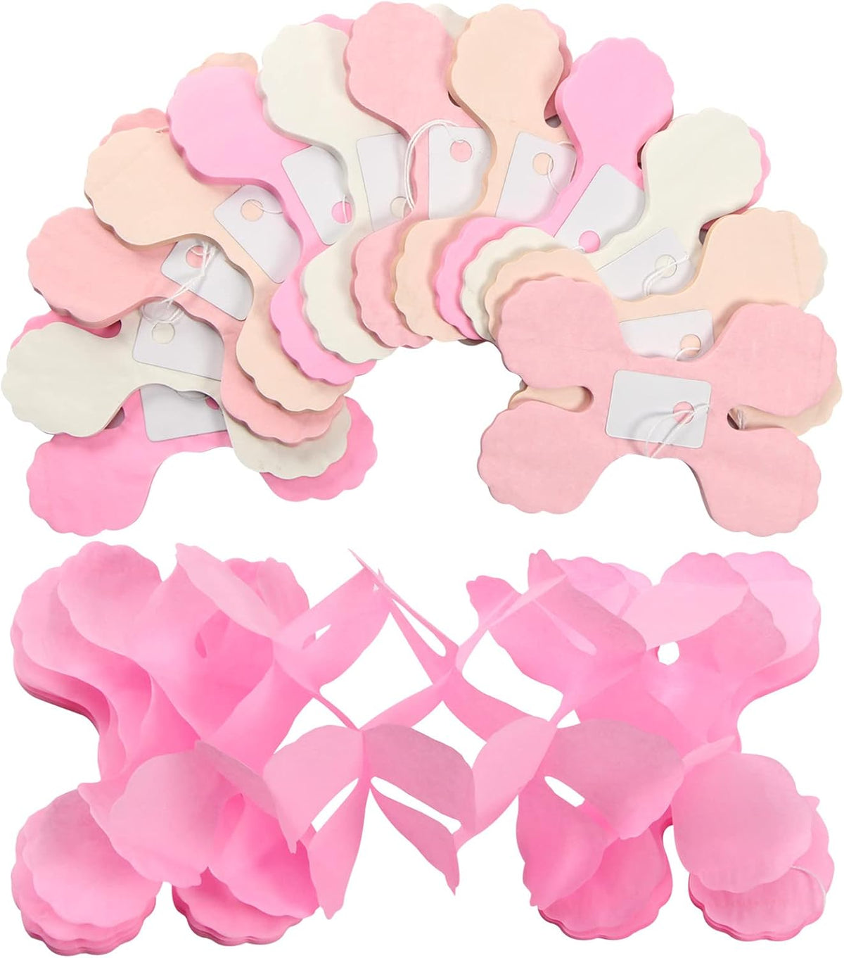 Pink-White Peach Party-Decorations Streamers Garland - 157Ft Four-Leaf Clover Hanging
