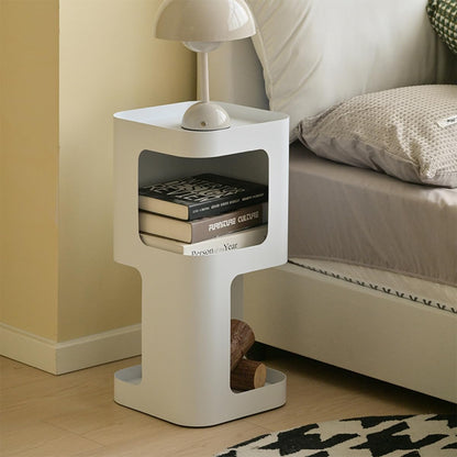 Modern Side Table,Small end Table for Small Spaces,Metal nightstand with Storage Shelf,Space-Saving