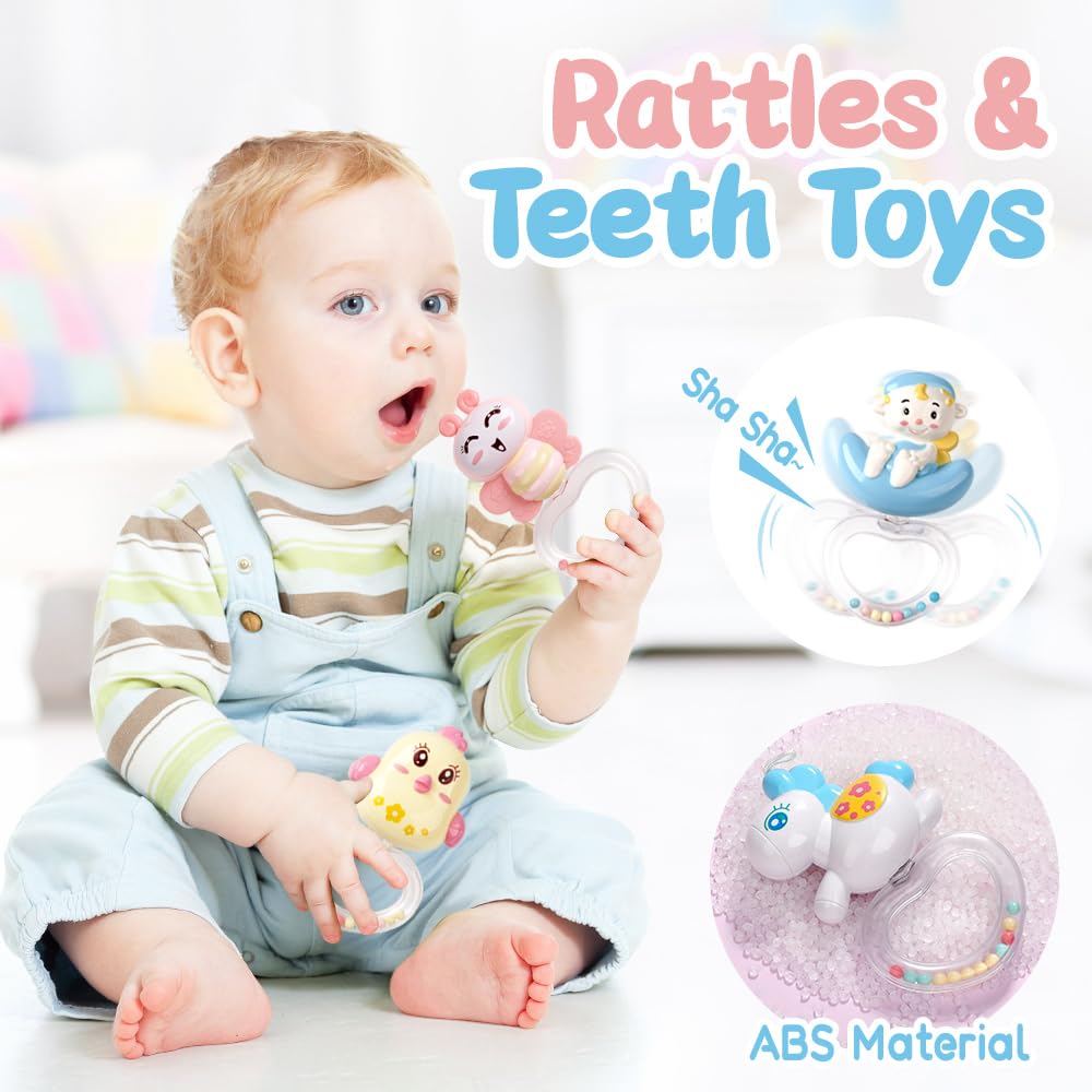 Baby Musical Crib Mobile with Timing Function Projector Lights,Stand-Along Rattles and 150 Melodies