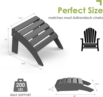 GREENVINES Adirondack-Ottoman | Set of 2 | HDPE Plastic | Outdoor Footrest | All Weather | Foot