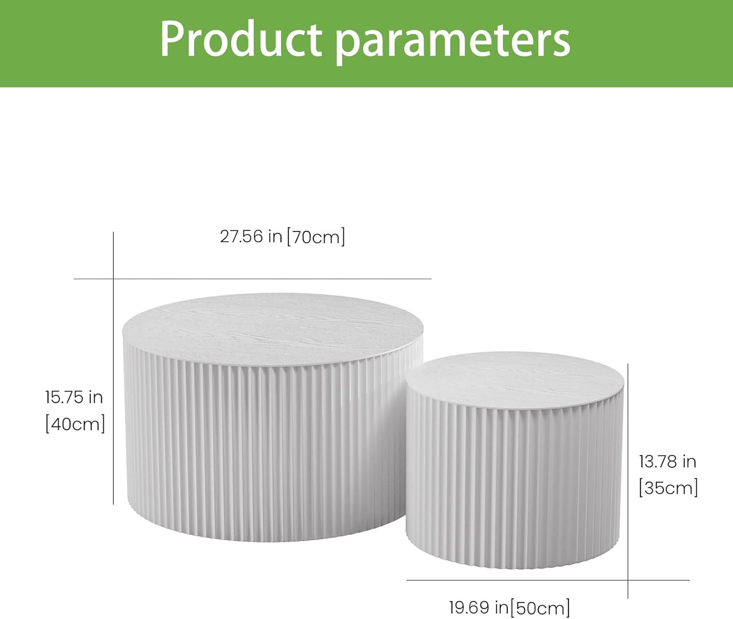 Round Coffee Table Set of 2, Nesting Coffee Table and End Table Set Small Circle Drum Side Table