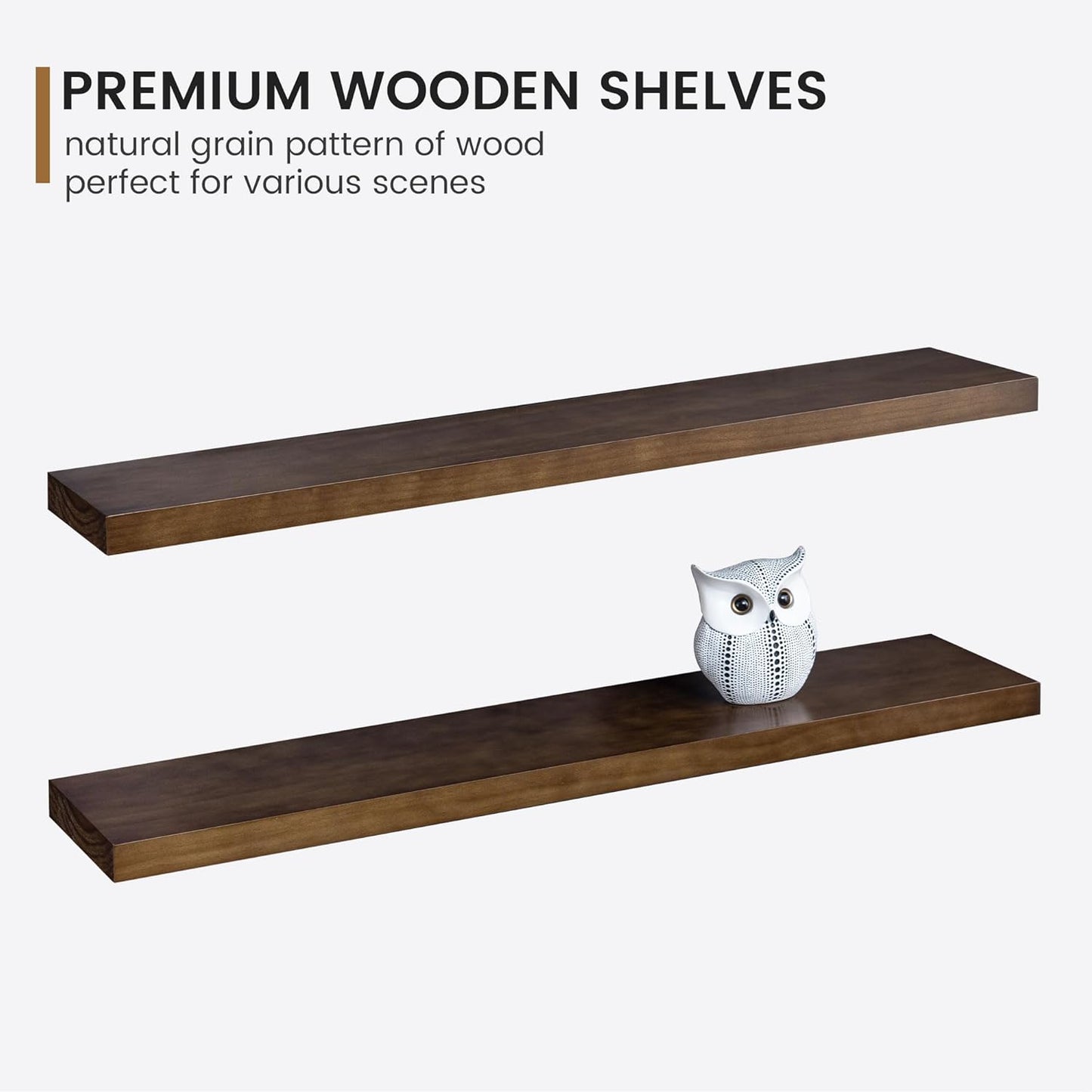 Floating Shelves 36 Inches Long - 8 Inch Deep Rustic Solid Pine Wood for Storage - Farmhouse Wall