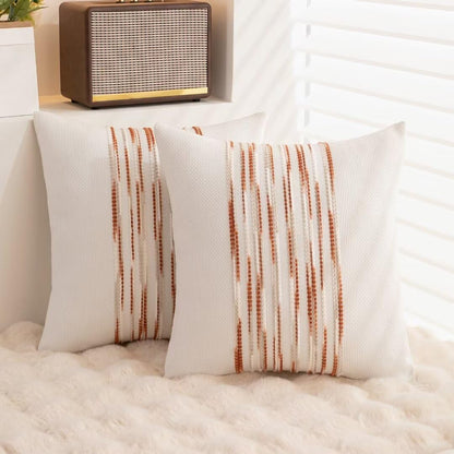 Boho Throw Pillow Covers 18x18 Set of 2 Christmas Decorative Cushion Case Striped Square Pillows