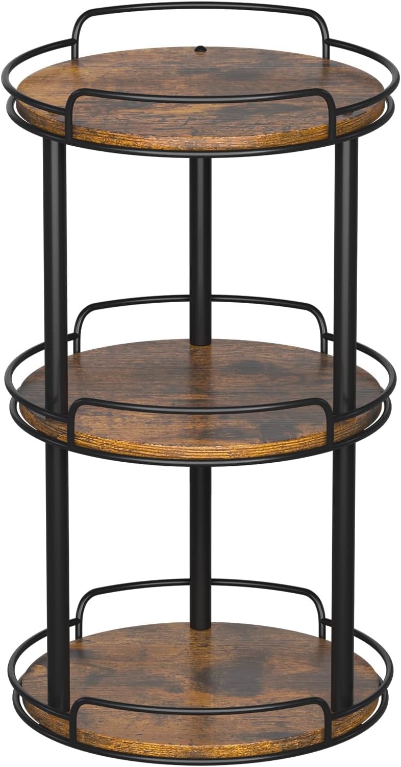 LAMU 10.2'' Wood Lazy Susan Turntable Organizer for Cabinet, 3 Tier Lazy Susan Spice Rack Organizer