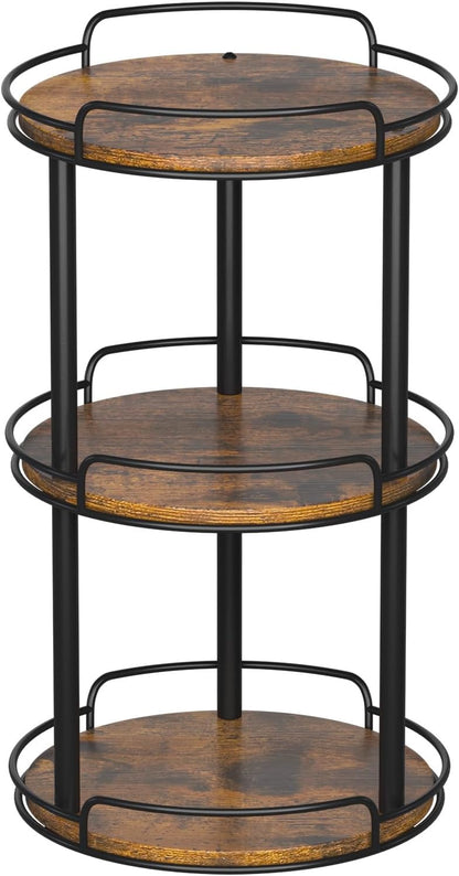 LAMU 10.2'' Wood Lazy Susan Turntable Organizer for Cabinet, 3 Tier Lazy Susan Spice Rack Organizer