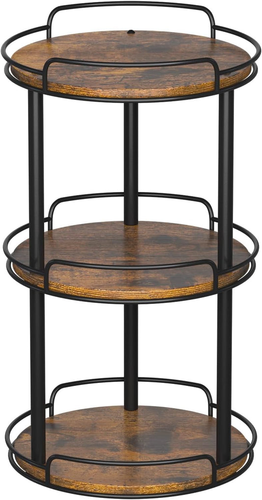 LAMU 10.2'' Wood Lazy Susan Turntable Organizer for Cabinet, 3 Tier Lazy Susan Spice Rack Organizer