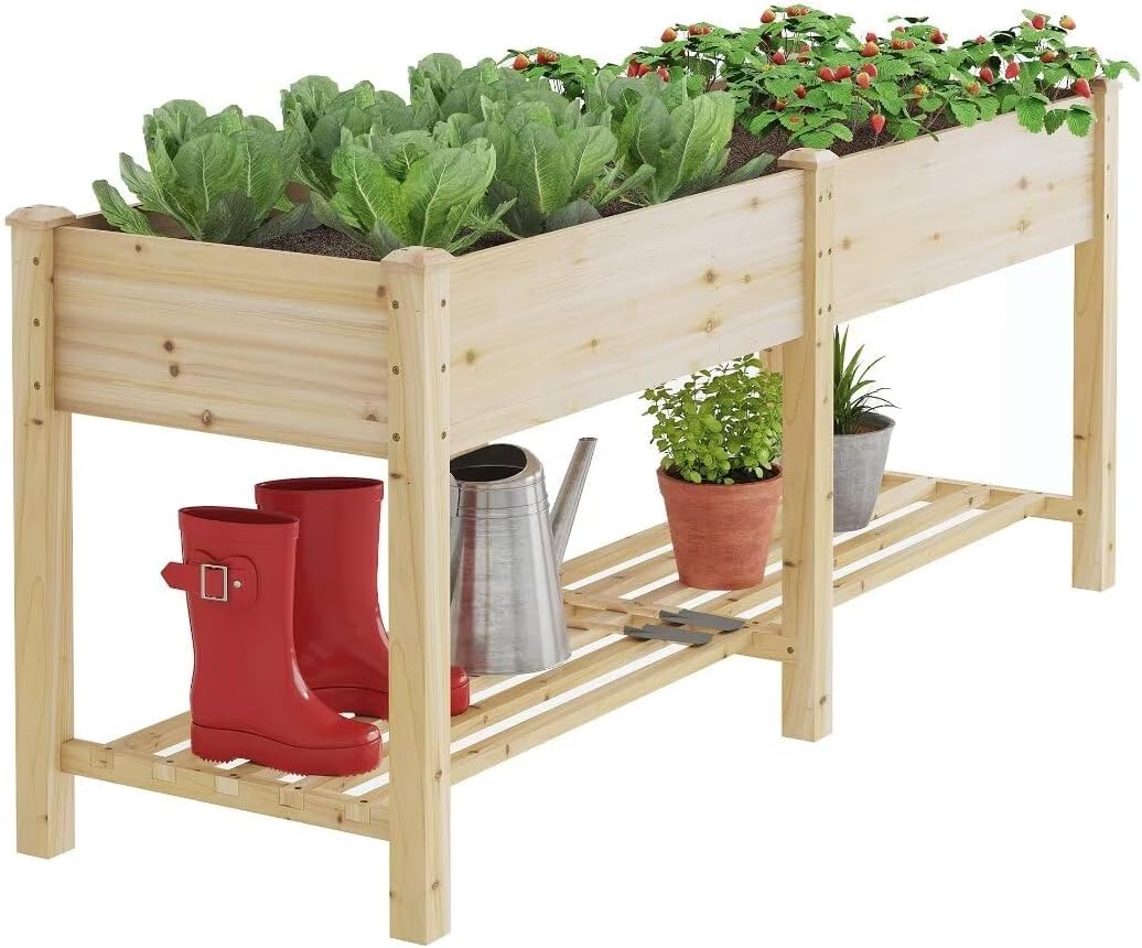 GHWIE Raised Garden Bed with Legs Elevated Wood Planter Box for Planting Vegetables Flowers Garden