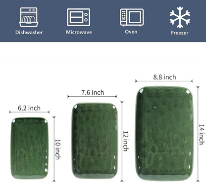 vicrays Ceramic Rectangle Serving Platters - 14" 12" 10" Porcelain Serving Trays Plates for Party