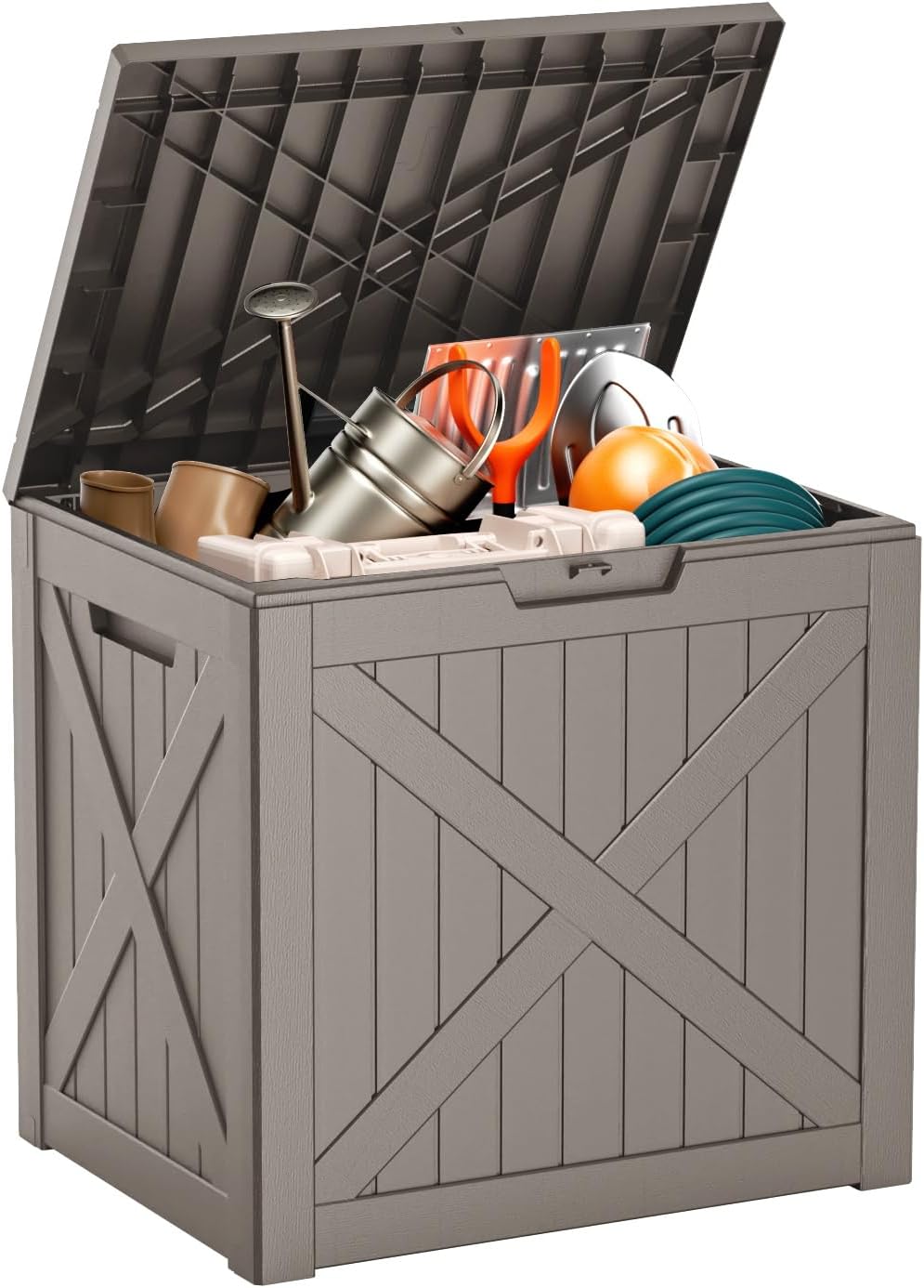 38 Gallon Outdoor Deck Box,Storage Lockable Waterproof Patio Furniture,Garden Tools,Cushions,Pool