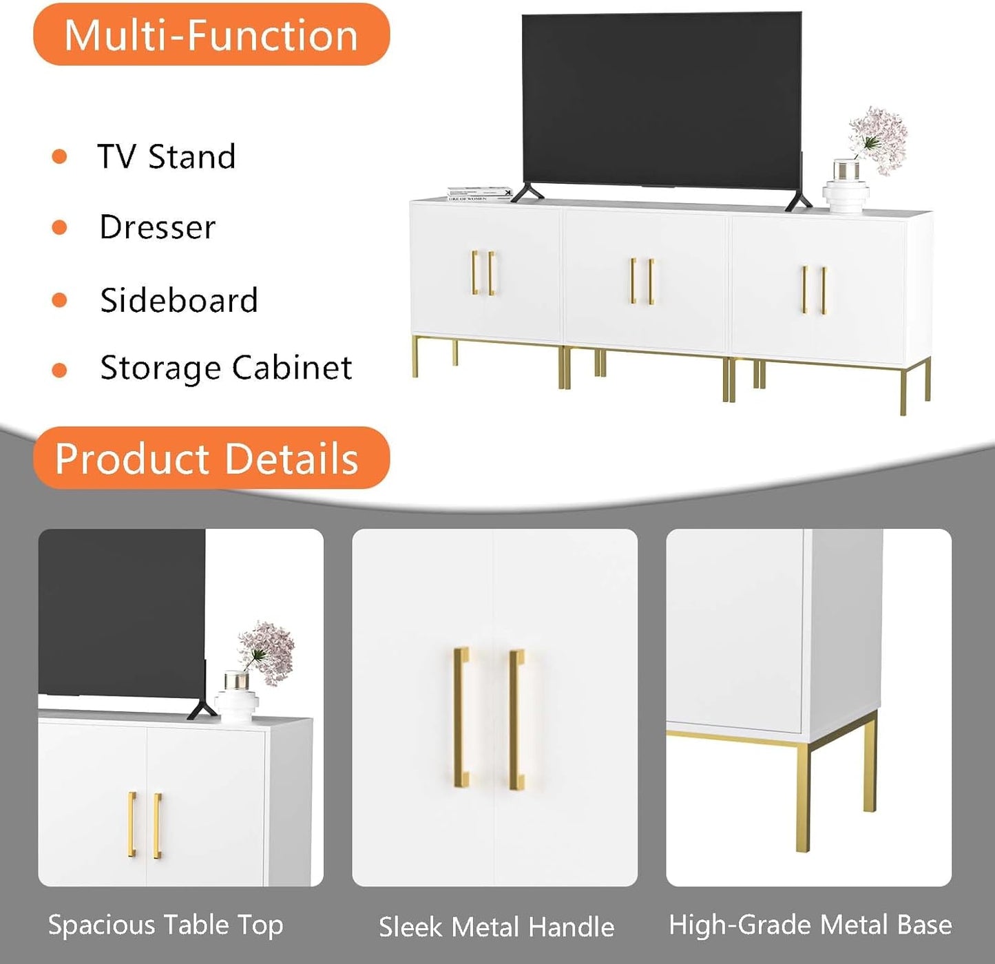 LYNSOM TV Stand for 85 Inch TV, Wood Entertainment Center with Storage Cabinet, TV Cabinet Black