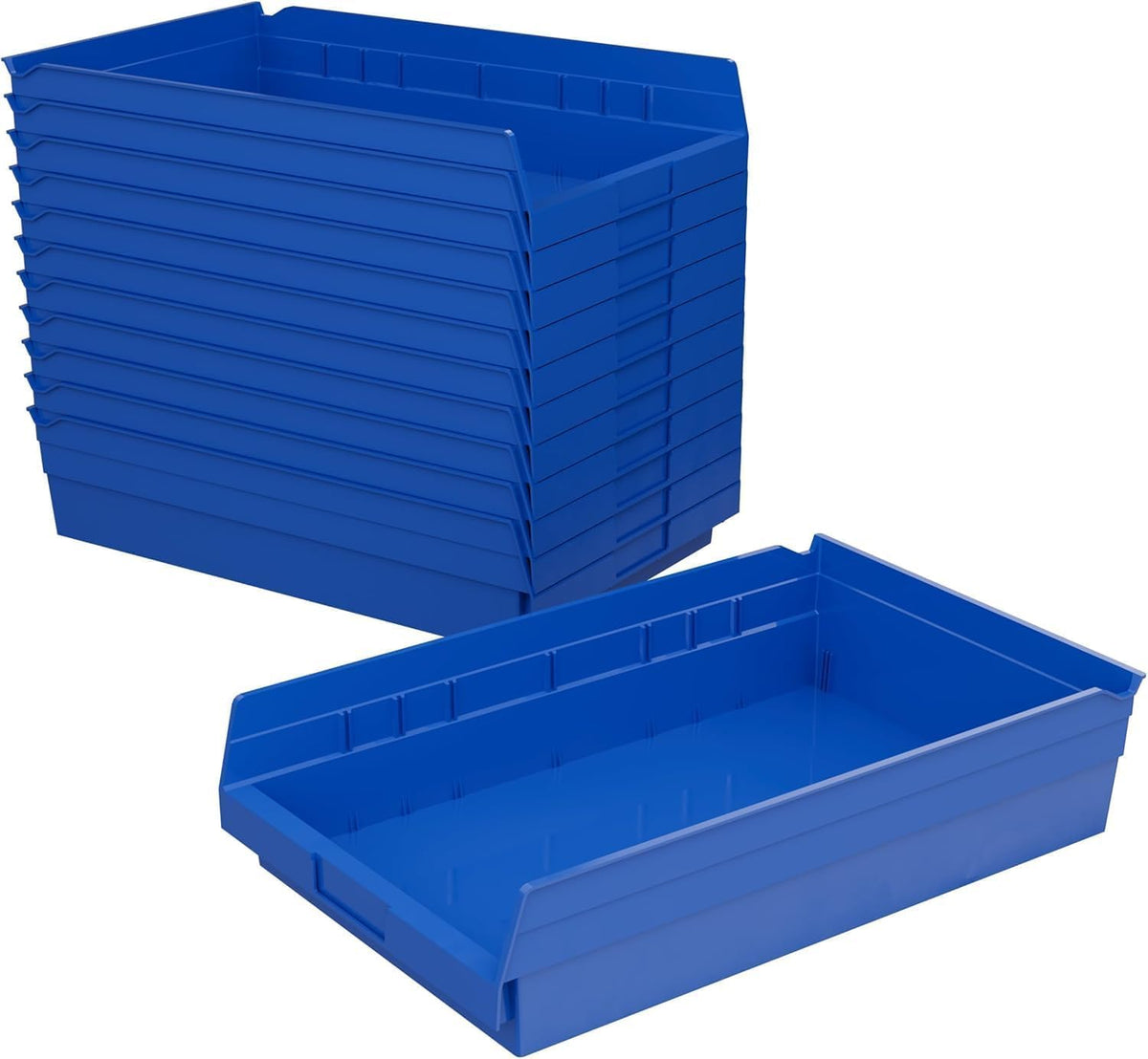 Akro-Mils 30178 Heavy Duty Plastic Shelf Bins, 18"x 11"x 4", Blue, 12-Pk