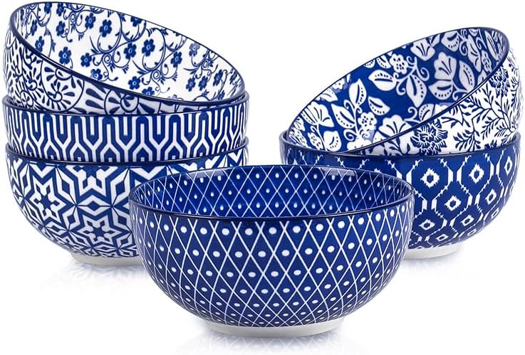 Selamica Ceramic 12 OZ Dessert Bowls Set, Ice Cream Bowls, 4.7 Inch Small Bowls for Snack, Side