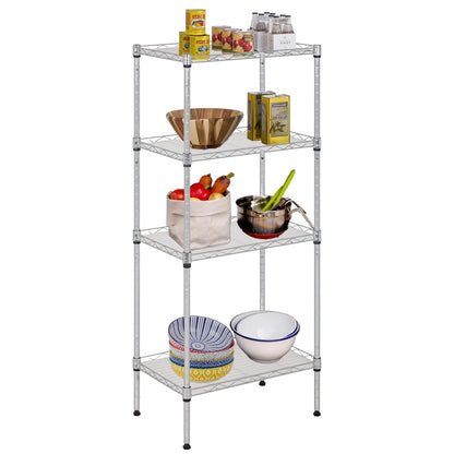 FDW 18L x 12W x 44H Wire Shelves with 4 PP Sheets Metal Shelf Storage Shelves 4 Tier Layer Storage