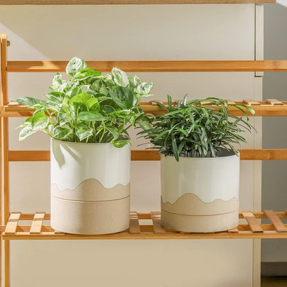 Nihow Ceramic Plant Pot: 6 Inch Planter with Drainage Hole & Saucer for Indoor & Outdoor Plants