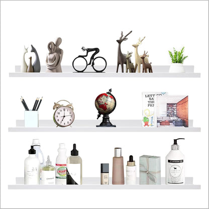 AZSKY 48 Inch White Large Picture Ledges Wood Photo Display Shelf Long Shallow Picture Shelf for