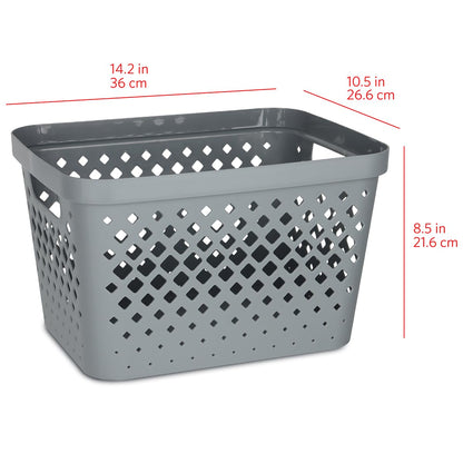 Glad Plastic Storage Basket Set, Value Pack of 6 | Open Storage Bins for Shelves, Bathroom, Pantry