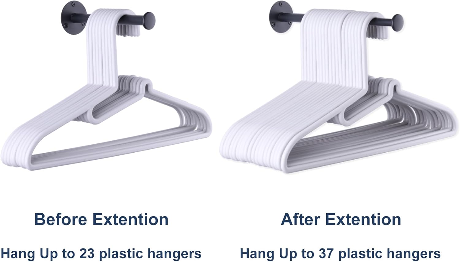 2 Pack Retractable Hanger Holder for Laundry Room, Wall Mount Organizer Rack for Lightweight