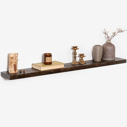Fun Memories Rustic Elm Wood Floating Shelves for Wall, 48" Floating Shelf Wall Mounted, Long