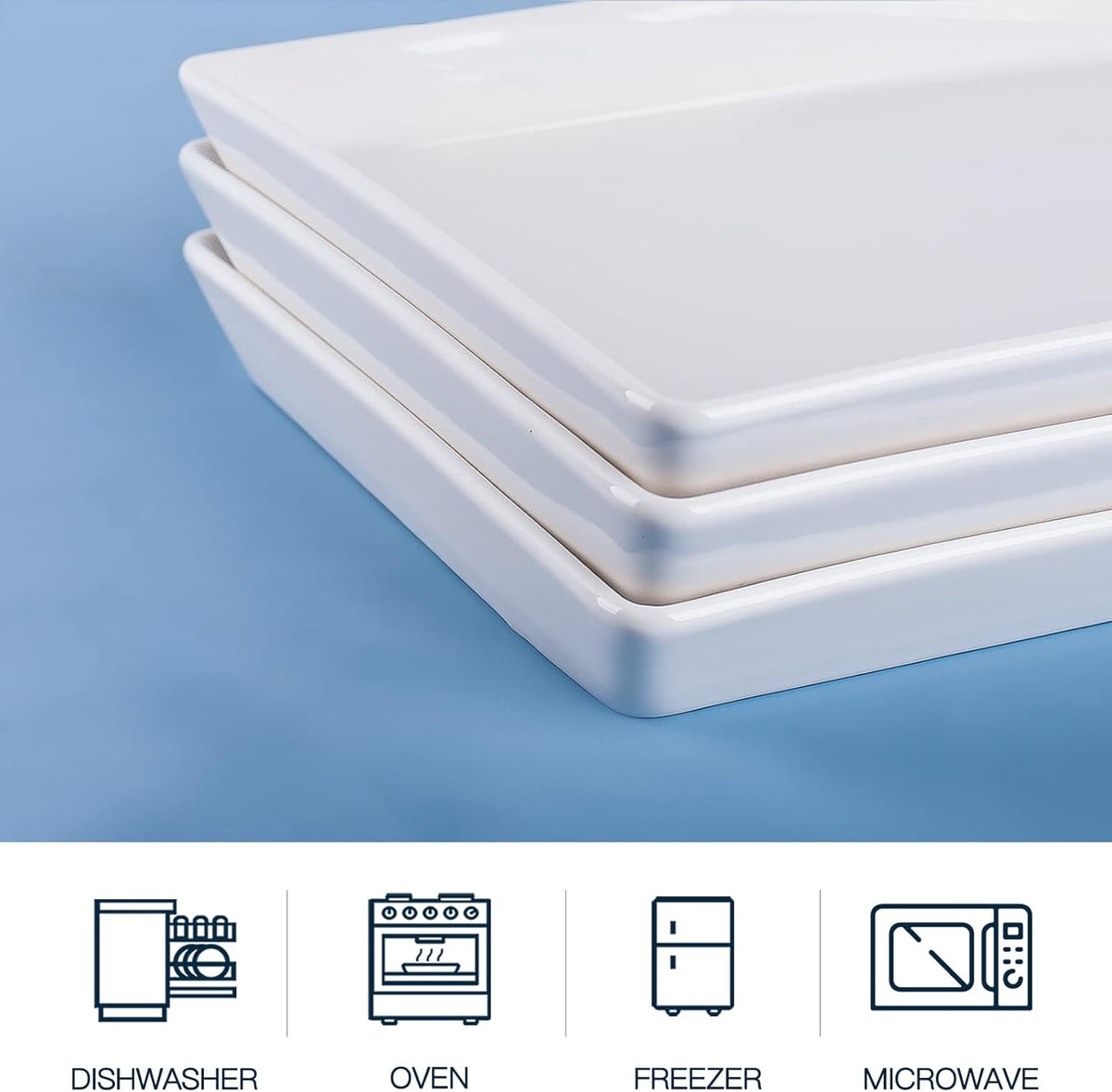 Delling Large Serving Platter, 16" x 9.5" Large Serving Tray, White Rectangular Porcelain Platters