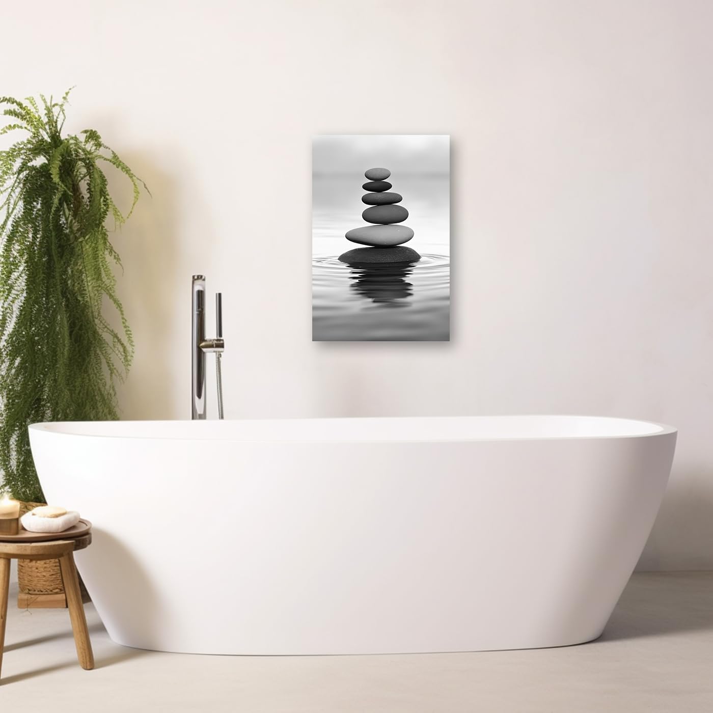 DOARTDO Zen Picture Wall Decor Black and White Zen Stone Canvas Wall Art Spa Stone Picture Print