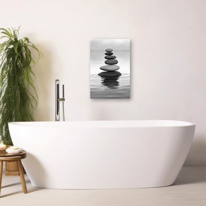 DOARTDO Zen Picture Wall Decor Black and White Zen Stone Canvas Wall Art Spa Stone Picture Print